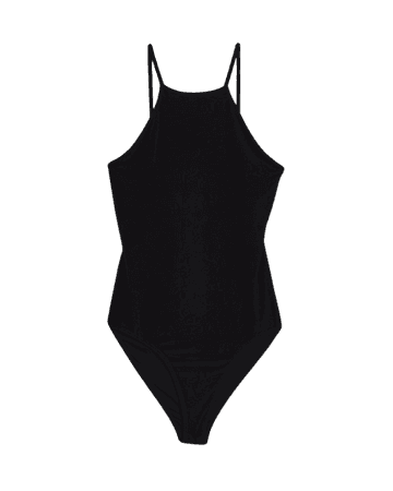 Black halter neck bodysuit | River Island