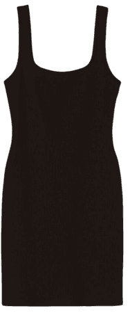 Strappy ribbed dress with neckline - New - Woman | Bershka