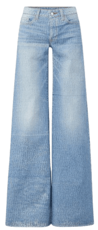 Croc-Effect Low-Rise Wide-Leg Jeans By Brandon Maxwell | Moda Operandi