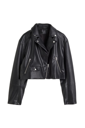 Crop Biker Jacket - Black - Ladies | H&M US