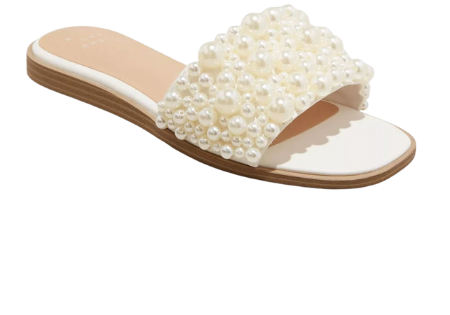 Women's Jasmine Pearl Slide Sandals With Memory Foam Insole - A New Day™ Cream 8.5 : Target
