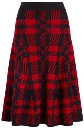 Plaid Merino Wool Sweater Skirt