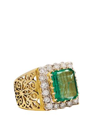 Gold Sterling silver-plated 18-karat gold, emerald and diamond ring | Amrapali | NET-A-PORTER