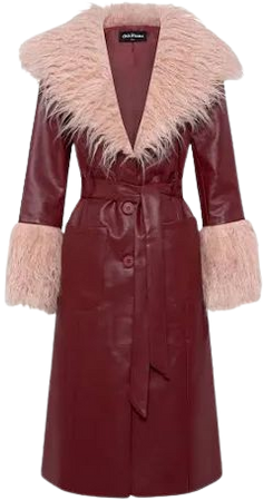 burgundy fur trench coat - Google Search