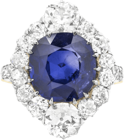 A Burmese Sapphire And Diamond Cluster Ring – Bentley & Skinner – The Mayfair antique and bespoke jewellery shop in the heart of London