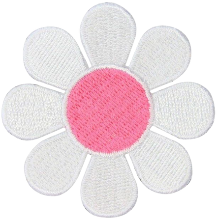 2 INCH Daisy White with Pink Center Embroidered Iron On Patch | Etsy