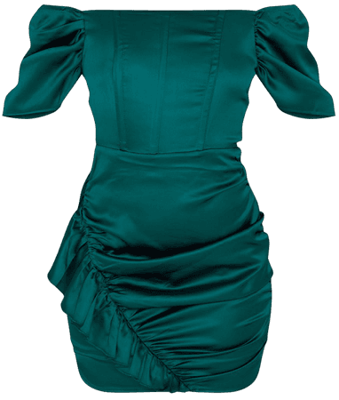 Emerald Green Corset Frill Skirt Bodycon Dress | PrettyLittleThing USA