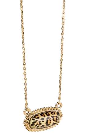 Resin Oval Necklace Leopard
