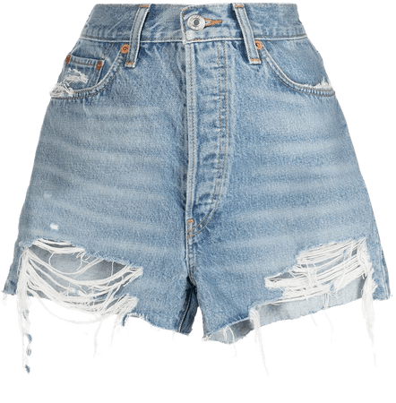 RE/DONE distressed denim shorts - FARFETCH