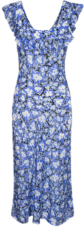 The Lou Dandelion | Blue Floral Midi Dress | Réalisation Par