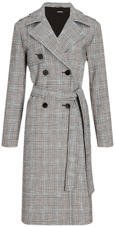 Plaid Tie Waist Trench Coat | Express