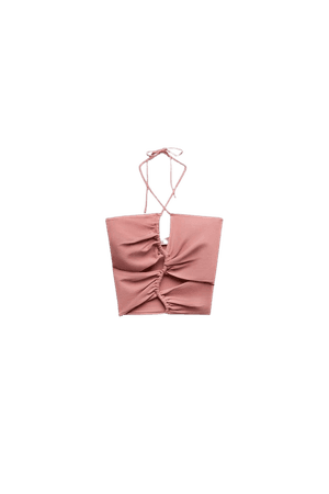 CUT OUT KNIT TOP - Pastel pink | ZARA United States