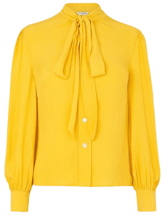 Gigi Yellow Jacquard Pussy Bow Blouse | Clothing | L.K.Bennett