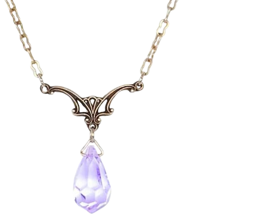Crystal drop necklace purple crystal teardrop necklace | Etsy