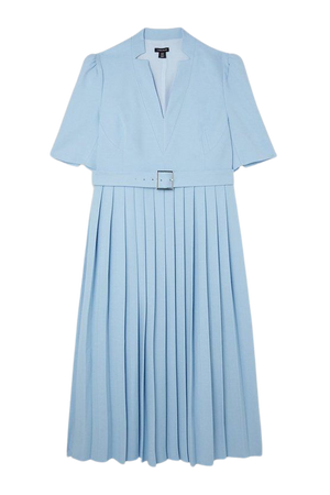 Plus Size Structured Crepe Forever Pleated Midi Dress | Karen Millen