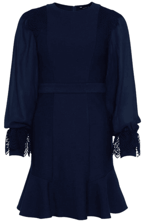 Lace Detail Peplum Hem Jersey Mini Dress | Karen Millen