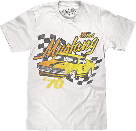 Amazon.com: Tee Luv Ford Mustang T-Shirt - 1970 Ford Mustang Car Graphic Shirt (White) (2XL): Clothing
