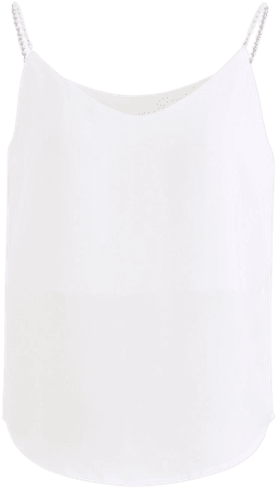 Pearl Straps Satin Cami Tank Top in White - Retro, Indie and Unique Fashion