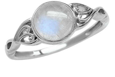 Natural Moonstone White Gold Plated 925 Sterling Silver Victorian Style Solitaire Ring