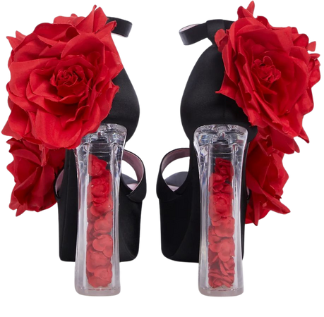 Sugar Thrillz Rose Lucite Platform Heels - Black/Red – Dolls Kill
