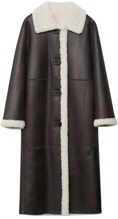 Long reversible faux shearling lined coat - Women's See all | Stradivarius United States