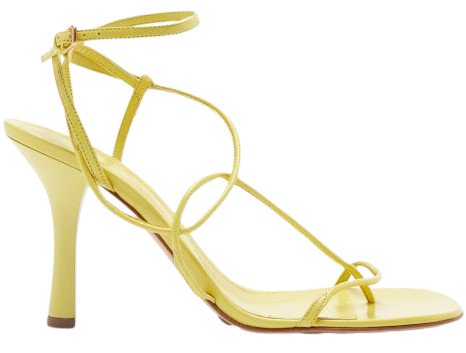 Line Square-toe Leather Sandals - Light Yellow