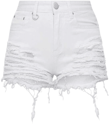 Jeanie White Extreme Ripped Mom Denim Shorts - Denim - PrettylittleThing | PrettyLittleThing