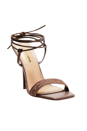 sugar-free wrap up heeled sandals - brown