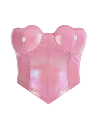 SHEIN ICON Plus Size Metallic Heart Cup Fabric Tube Pink Corset Top | SHEIN USA