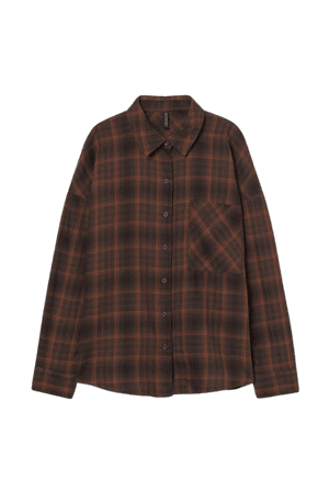 Wide-cut Shirt - Brown/plaid - Ladies | H&M US