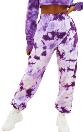 Petite Lilac Tie Dye High Waist Joggers | PrettyLittleThing USA