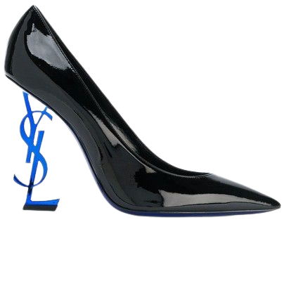 Saint Laurent Black Yves Ysl Opyum Opium 110 Patent Leather Blue Heel Pumps Size EU 37 (Approx. US 7) Regular (M, B) - Tradesy