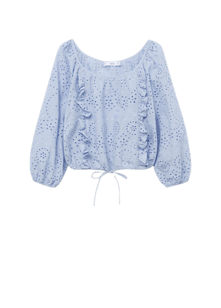 Swiss embroidery cotton blouse - Women | Mango USA