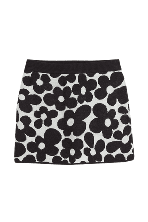 Knit Skirt - Black/floral - Ladies | H&M US