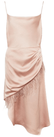 Satin Crepe Cowl Neck Feather Cami Dress | Karen Millen