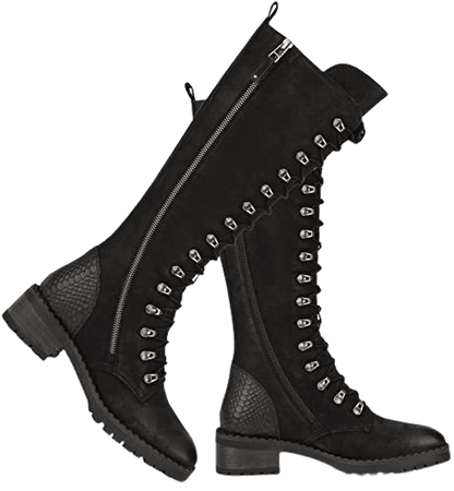 Amazon.com | Vintage Foundry Co. Henrietta Women’s Fashion Classic Combat Gothic Black Leather Lace-up & Side Zip-up Mid-Calf Boots, Round-Toe, Chunky Heel Platform, Rubber Lug Sole; Size 10 | Mid-Calf
