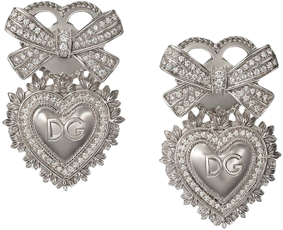 Dolce & Gabbana 18kt white gold Devotion diamond sacred heart earrings