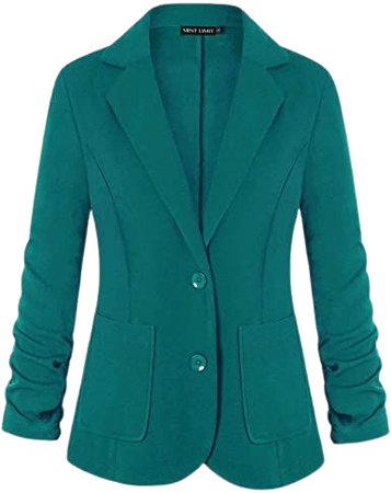 Unifizz Womens Casual Blazers Buttons Front 3/4 Sleeve Work Office Jackets Blazer Casual Work Blazer - Teal Green, Size M at Amazon Women’s Clothing store