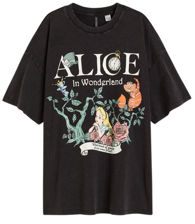 Oversized Printed T-shirt - Black/Alice in Wonderland - Ladies | H&M US