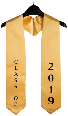 Imprinted Class of 2019 Gold Graduation Stole | GraduationSource