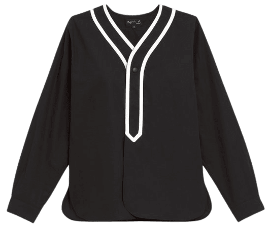 black and off white cotton poplin shirt