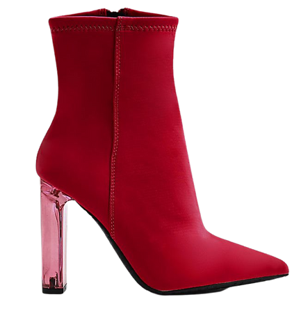 Red satin sock ankle boots | River Island