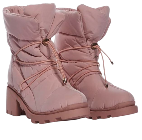 Puffer Lace Up Snow Winter Boots - Pink – Dolls Kill