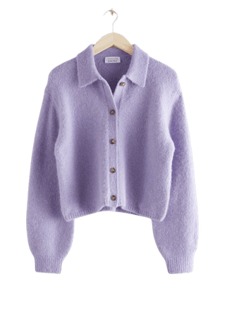 Wool Blend Tortoise Button Cardigan - Lilac - Cardigans - & Other Stories