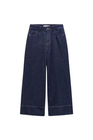 CROPPED WIDE LEG CENTRAL SEAM Z1975 JEANS WITH A HIGH WAIST - Blue | ZARA United States