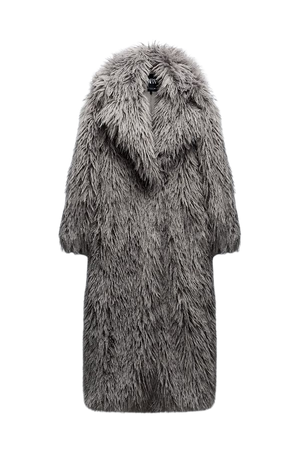ZARA EXTRA-LONG FAUX Coat Jacket Light Grey Size M-L Medium Large 1255/707  New £109.95 - PicClick UK