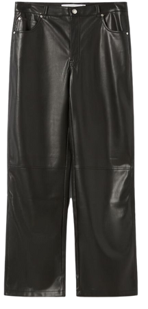 Faux leather straight-fit pants - Pants - Woman | Bershka