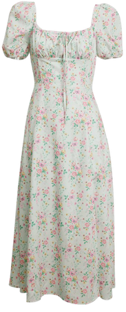 Puff Sleeve Midi Dress - Women Dress - Lattelier Store
