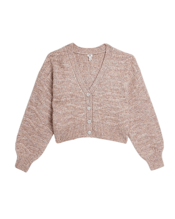 Pink marl ripple stitched cardigan | River Island