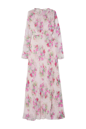 LOVESHACKFANCY Daya pleated floral-print crepe de chine maxi dress